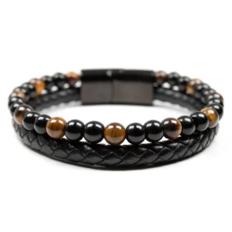 Tiger Eye and Leather Bracelet