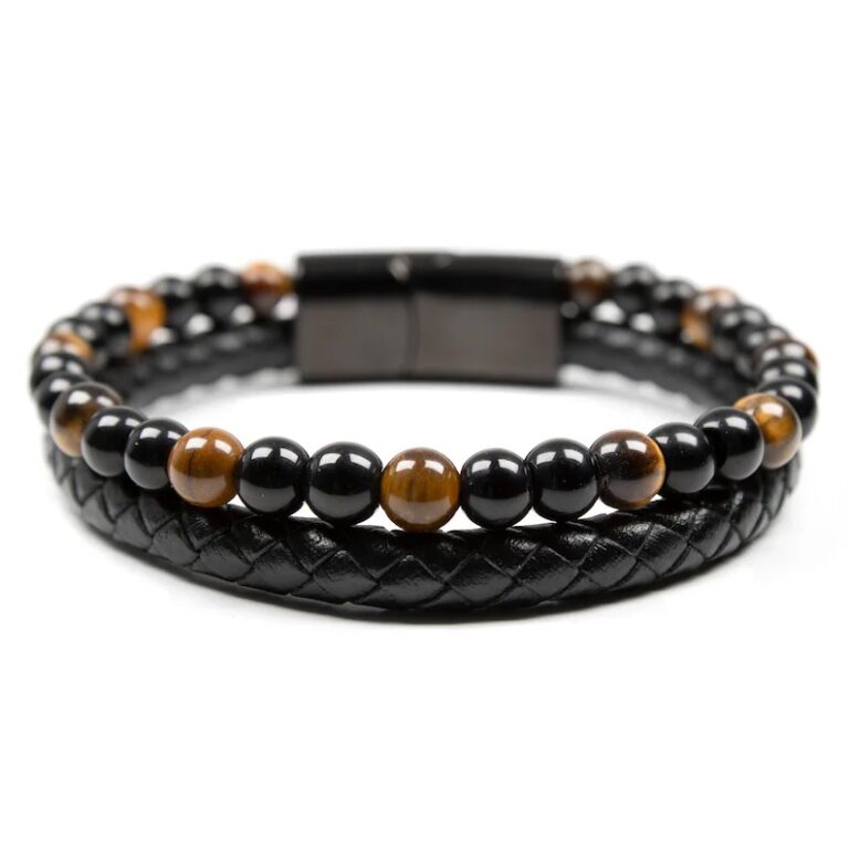 Tiger Eye and Leather Bracelet