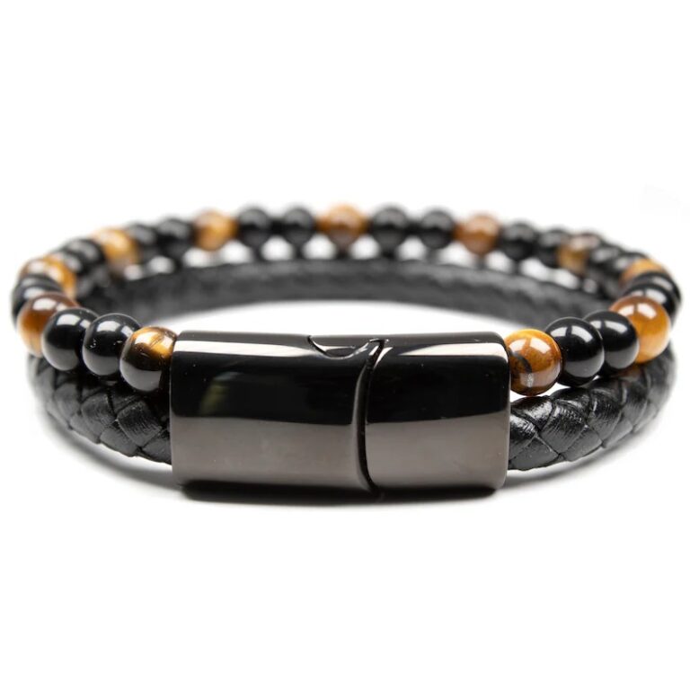 Tiger Eye and Leather Bracelet - Image 2
