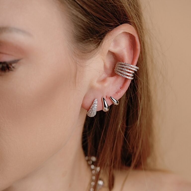 Silver Zc Cuff Earrings
