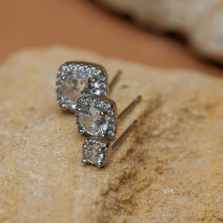 Square Stud Crystal Earrings - Image 3