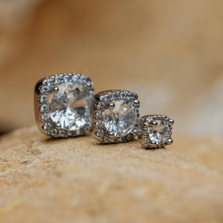 Square Stud Crystal Earrings