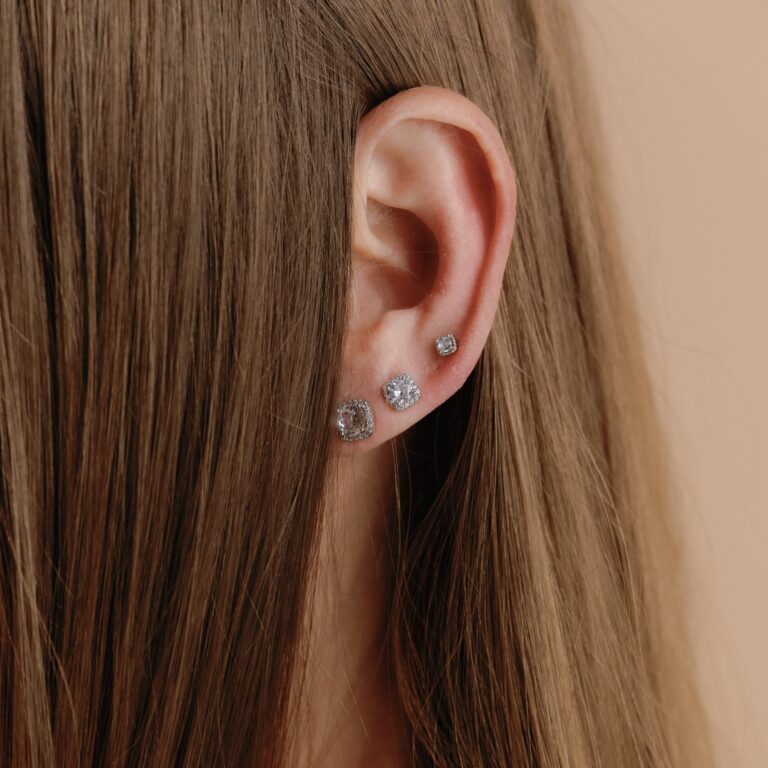 Square Stud Crystal Earrings - Image 2