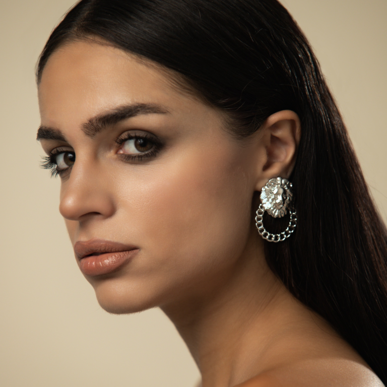 Majestic Lion Crest Earrings - Image 2