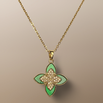 Green Bloom Charm Necklace