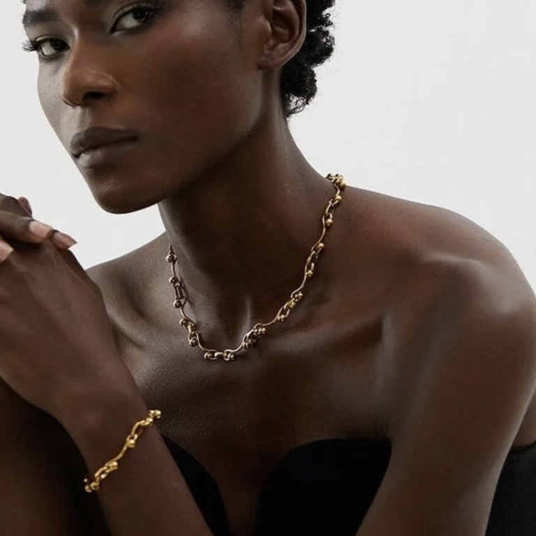 Chain Necklace with Bead Accents - Image 3