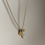 Necklace with cross, medal & heart charms