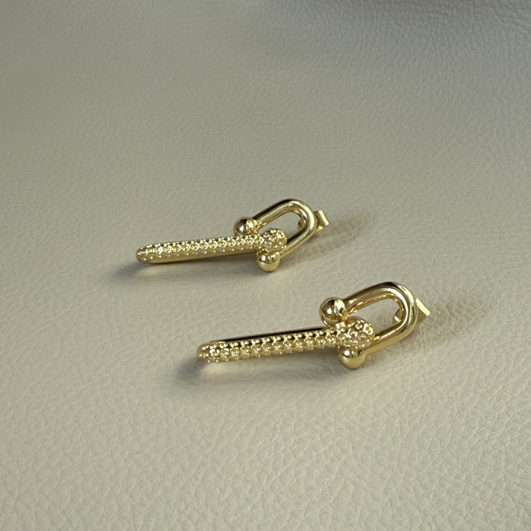 Gilded Lock Earrings - Image 2