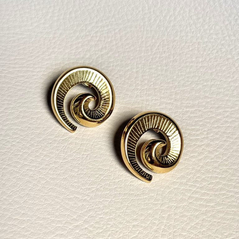 Gold Spiral Stud Earrings - Image 4