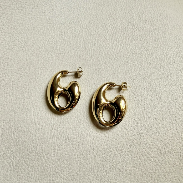 Contemporary Metal Earrings – Abstract Loop Design - Image 3