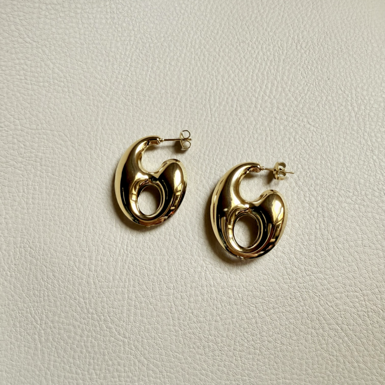 Contemporary Metal Earrings – Abstract Loop Design - Image 4