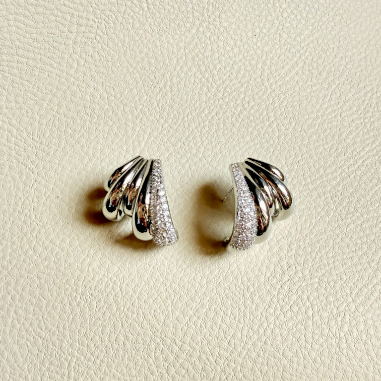 Luxury Silver Spiral Hoop Stud Earrings - Image 2