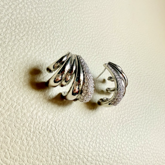 Luxury Silver Spiral Hoop Stud Earrings